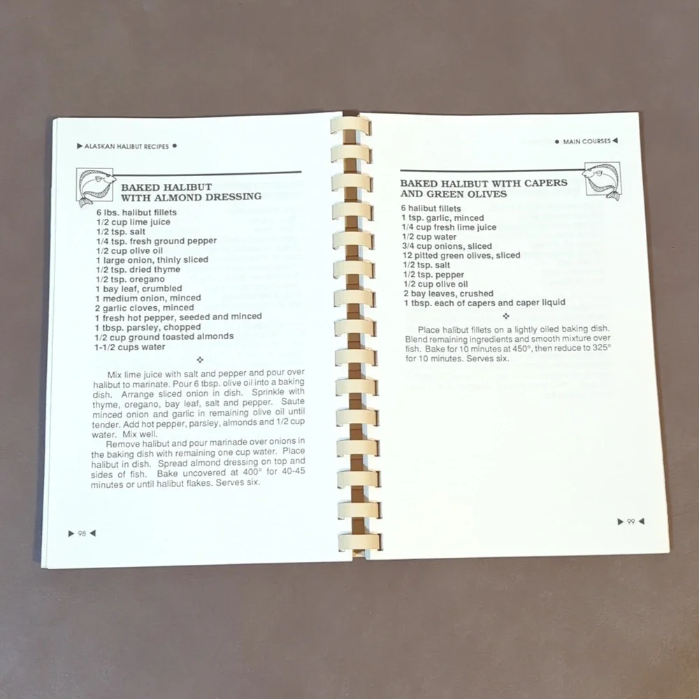 2 Halibut Cookbooks Spiral 1989 Alaskan Recipes 2000 Homer, Alaska Recipes